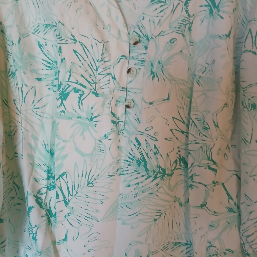 Tropical Leaf Print Button-Down Shirt
